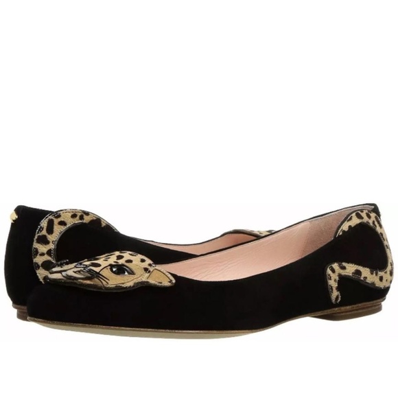 X SOLD X NEW Kate Spade Black Norman Leopard Flats - Picture 5 of 8